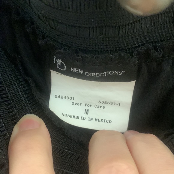 New Directions Sz M Black Pants w/sheer overlay & fancy elastic waistband NWOT - Picture 4 of 7